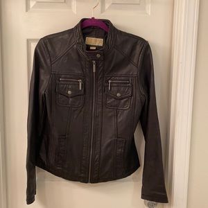 Black genuine leather Michael Kors jacket